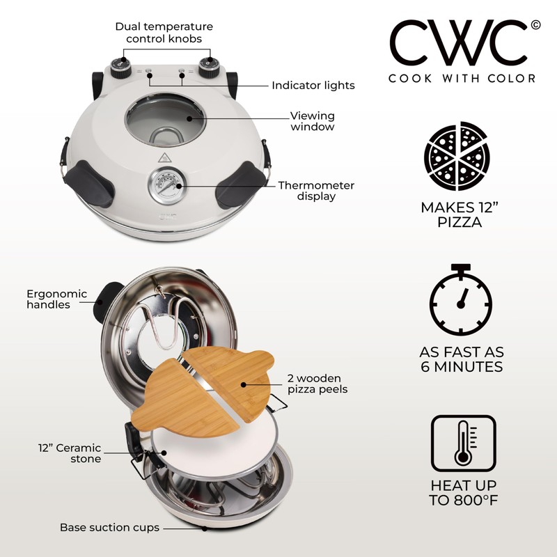 Cook With Color Electric Indoor Pizza Oven – Crispy Crust