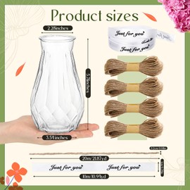 Bokon Set of 12 Pcs Small Plastic Bud Vases in Bulk with Gift Wrapping Ribbon, Vases for Flower, Wedding Centerpieces for Home Decor, Living Room, Office Decoration, Housewarming Party Gift (Clear)