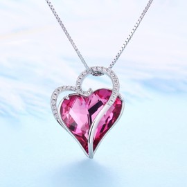 925 Sterling Silver Heart Necklace for Women White Gold Necklace Heart Diamond CZ Necklace Princess Cut Diamond Heart Necklace Sterling Silver Necklace Women