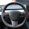 MEWANT Hand Stitched Smooth Perforated Faux Leather Steering Wheel Cover