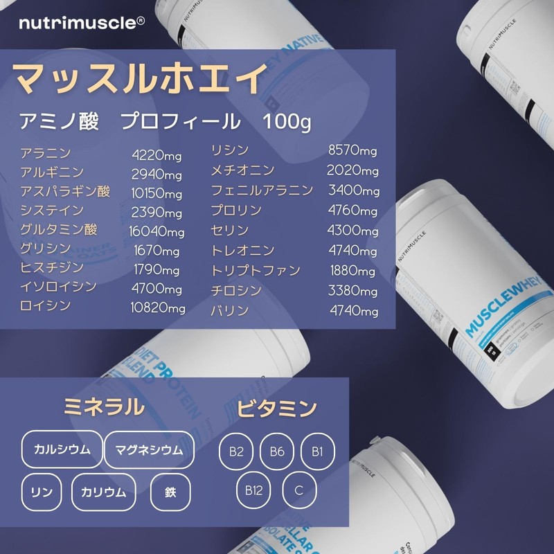 ミックスプロテイン (ホエイ & アイソレート) マッスルホエイ 天然由来プロテイン 筋力トレーニングやフィットネスに Nutrimuscle ニュートリミュスクル 天然チョコレート香料