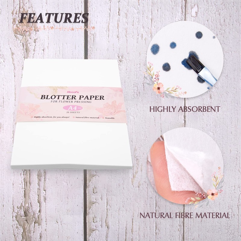 Aboofx 20 Sheets Blotting Paper for Flower Press, Large A4