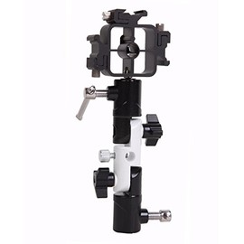 EXMAX Full Aluminum Pro Flash Hot Cold Shoe with Triple (3) Flash Mount Head Umbrella Holder Adapter Mount with Swivel/Tilt Bracket 3 Section U Shape Studio Light Stand Speedlight