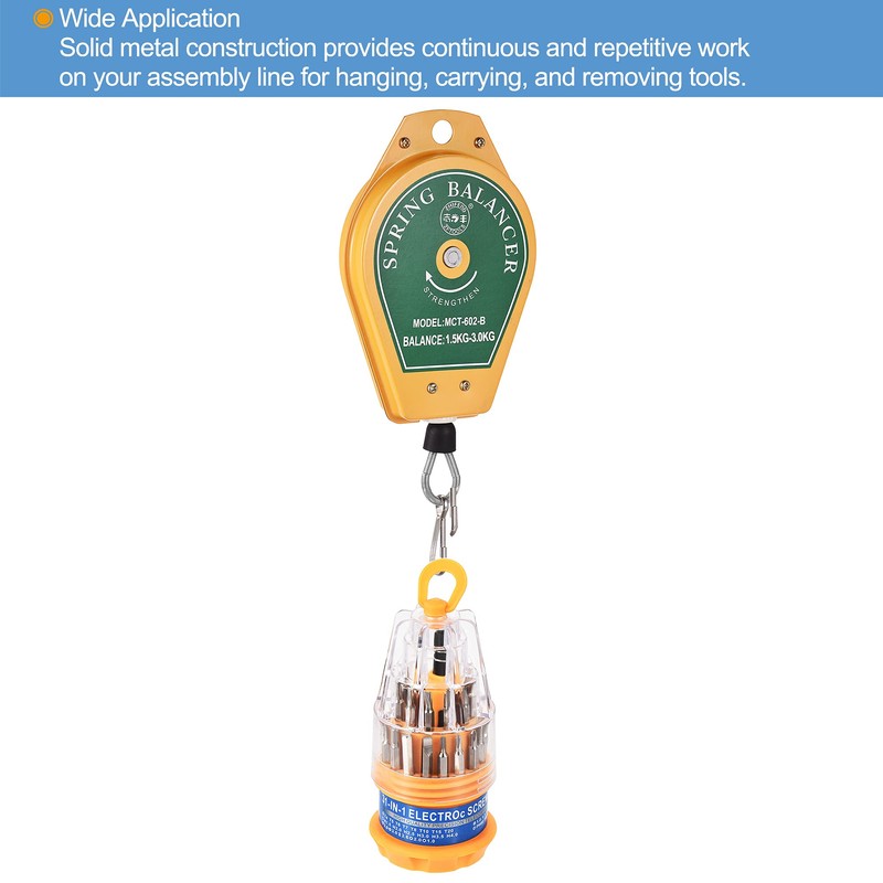 sourcing map Retractable Spring Pulley Tool Holder Hanging Device 3.3-6.6lbs