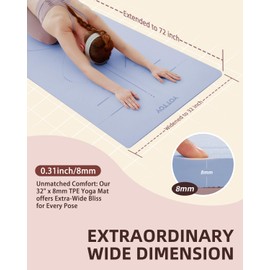 YOTTOY Yoga Mat, 72"x 32"x1/3" Extra Wide Non-Slip Exercise Fitness Yoga Mats,Eco-Friendly TPE Exercise Mats for Women Men Home Workout with Strap Bag (Nile, 72x32x1/3)