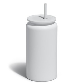 UIRZOTN Glass Cups With Lids and Straws, 16oz Stainless Steel Drinking Vessels for Beer, Iced Coffee, Smoothies - White (Textured Matte Finish, Not Sublimatable)