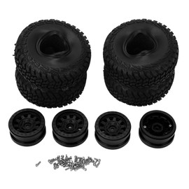 4PCS RC Car Rubber Tires Plastic Wheel Hubs High Performance Universal for 1/10 Remote Control Crawler Black