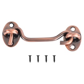 sourcing map 4 Inch Hook and Eye Latch, Barn Door Lock Privacy Hardware Stainless Steel Gate Lock for Window Cabin Hooks Sliding Door Bedroom Bathroom, Copper
