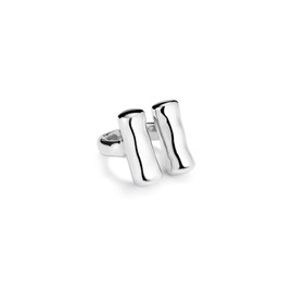 Sterling Silver Plated Double Tube Ring UNOde50, Sterling Silver Plated Alloy, No Gemstone