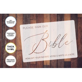 Please Sign Our Bible Stencil, Reusable Template, Paint Your Own Wood Sign, Guestbook Bible Verse Sign