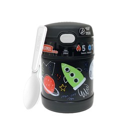 THERMOS FUNTAINER 10 Ounce Stainless Steel Vacuum Insulated Kids Food Jar with Spoon, Space