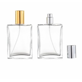 YORROR 2 Pcs Clear 100ml Perfume Bottle,Glass Perfume Atomizer Refillable Travel Perfume Spray Bottle Fragrance Essential Oils Perfume Dispenser for Travel Women Men
