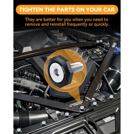 10 PCS Bumper Fender Washers Engine Dress Up Kit M6 Bumper Washer Bolt Black Dress Up Bolts Washers, PLPFE Fender Bumper Washer Kit(Black)