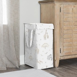 Sweet Jojo Designs Jungle Safari Animals Boy Girl Unisex Gender Neutral Laundry Hamper Foldable Dirty Clothes Basket with Handles Baby Nursery Kids Bedroom Teen Bathroom Elephant Adventure Serengeti