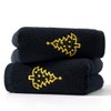 sense gnosis Black Hand Towel Set of 2 Embroidered 100%
