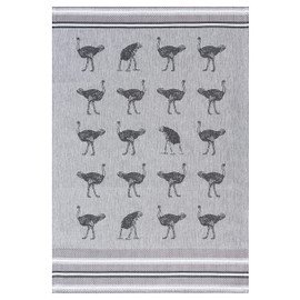 Moon Luxury Pack of 4 Tea Towels Approx. 50 x 70 cm 100% Cotton with Ostrich Pattern (Anthracite)