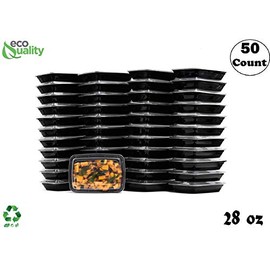 [50 PACK] Reusable 28 oz Food Storage Meal Prep Containers with Lids â Rectangular BPA Free Freezer, Microwave & Dishwasher Safe â Airtight & Watertight Stackable, Lunch Meal Prep, To-Go, Bento Box
