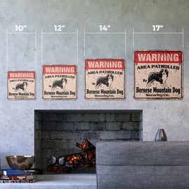 Bernese Mountain Dog Vintage Security Sign Area Patrolled pet Lover Gift Gag Vet Breeder Gift Rigid Plastic | Indoor/Outdoor | 10" Wide