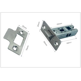 Interior Door Tubular Latch Set, 65mm, 4-Pack with Strike Plates and Mounting Screws,