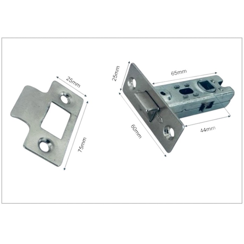 Interior Door Tubular Latch Set, 65mm, 4-Pack with Strike Plates
