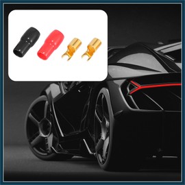 TUCKBOLD 2 Pair Car Auto 4 Gauge Strip Spade Terminal Adapter U Type Crimp Terminal Connector for Speaker Wire Cable Black Red Automotive Parts