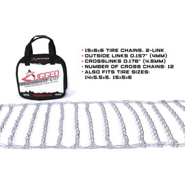 The ROP Shop | 2 Link Tire Chains & Tensioners for Husqvarna Snowblower with 15x5x6 Tires Snow