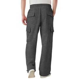 ALTHLEMON Men's Heavyweight Fleece Cargo Pants Baggy Sweatpants Wide Leg Sweats with Pockets(Charcoal,3XL)