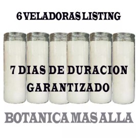 Botanica Mas Alla Candles Veladora - Velon  7 Dias - 7 Day Religious Candle - Veladoras Color Blancas - 6