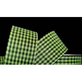 1 Pcs 2 1/2"W Gingham Wired Ribbon Green Black 25 Feet, Gingham Ribbon for Gift Wrapping | #AA120RK