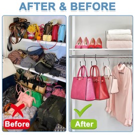 Unique Twist Design Bag Hanger Purse Hooks - 5 Inch Large Size Closet Rod Hooks for Hanging Bags, Purses, Handbags, Belts, Scarves, Hats, Clothes, Pans and Pots (12 Pack)