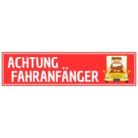 Olanmarp Funny Car Magnetic Sign "Achtung Fahranfänger" - Strong Adhesion, Flexible & UV Resistant - Perfect for Cars and All Metal Surfaces - Approx. 20 x 5 cm - up to 190 km/h