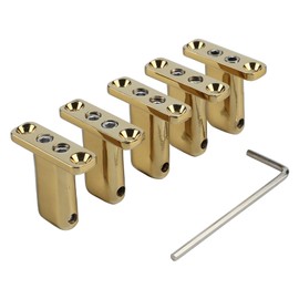OVSAL 5 PCS Through-Body Guitar String Locking Nut 5 String Bass Guitar Bridge String Locks Zinc Alloy Individual String Locking for Headless Electric Bass Replacement Parts Gold