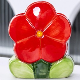 Busnos Red Makeup Brush Holder Pen Holder Office Desk Accessories Aesthetic Pencil Holder Cute Toothbrush Holder Flower Home Decor Vase Birthday Gifts for Women Vanity Kawaii Kitchen Utensil Holder