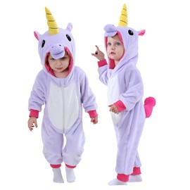 Doladola Baby Girls Romper Animal Hooded Onesie Baby Boys Girls Romper Infant Outfit Jumpsuit Clothing, Purple Unicorn