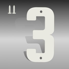 6 Inch White Metal Letters, Modern House Numbers for Outside, White Door Mailbox Numbers, Metal House Address Letter and Number for Office Apartment Outside (3)