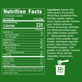 VOLO VERO Instant Ramen Cup High Protein (32g) Noodles Chicken Flavor Soup, Plant-Based, Vegan, Low Carb, Low Fat, Non-Fried, 6 Pack Healthy Asian Meal, Egg-Free, Dairy-Free