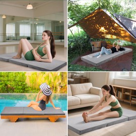 Folding Mattress, Trifold Memory Foam Mattress with Collapsible and Washable Cover, Camping, Fold Up Guest Bed, Travel and Guest Mat