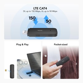 TCL LINKKEY IK41 - Portable 4G LTE USB Dongle with 150Mbps Speed, Plug and Play Connectivity
