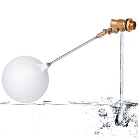 PAUQRWIE Float Valve 1/2 inch Brass Float Ball Valve Adjustable Arm for Livestock Water Trough Stock Tank Auto Fill for Automatic Waterer Aquarium Fountain Pool Pond Water Level Control