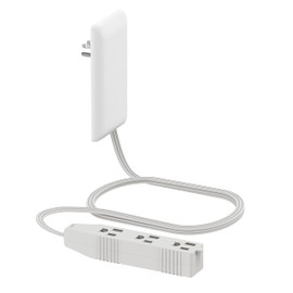 LIDER Flat-Face Outlet Extender with 3 Receptacles, Ultra-Thin Wall Plate Plug with Cord Extender and 3-Outlet Power Strip, 3ft Cord, LWE3-315-W, ETL-Listed, White