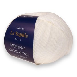 La Sophia Wolle 100% Merino Extrafine 50 g Merino Wool for Knitting or Crocheting (ME35496 White)