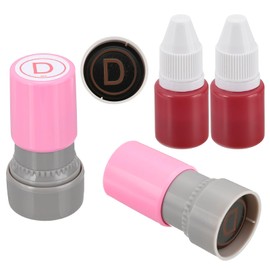 PATIKIL Letter Stamps Self Inking, 2Pcs Alphabet D Character Teacher Ink Initial Stamp with Refill Ink for Class Notebook Scrapbooking DIY Craft, Pink