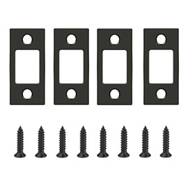 Stainless Steel Deadbolt Strike Plate Square Round Corner Backplate 1" x 2-1/4" with 8 Screws (Black)