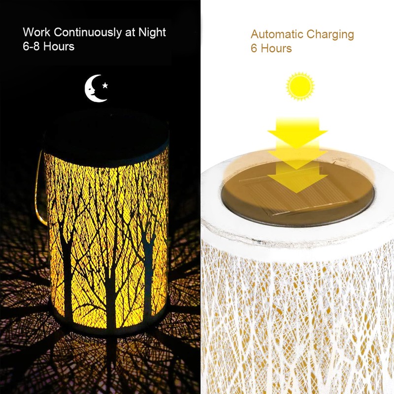 Solar Power Hanging Hollow LED Lamp Decorative Light for Outdoor