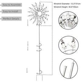 Ease Einzigartige und magische Metall Windmühle, 3D Windbetriebene Kinetische Windrad Garten Metall, 360° Dual Rotors Rostfrei Gartenstecker Windspiel, für Terrasse Rasen und Garten Dekoration