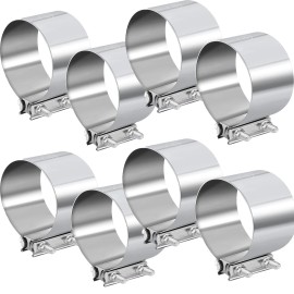 8pcs 5 Inch 5" Stainless Steel Butt Joint Band Exhaust Clamp Sleeve Coupler T304