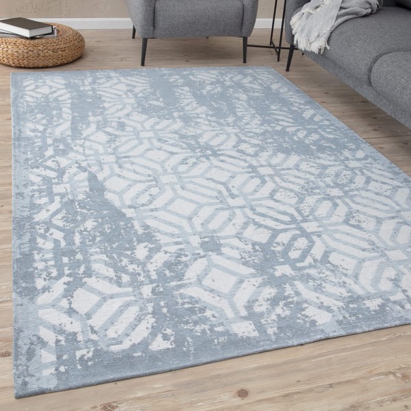 THE RUGS Machine Washable Rug – Trellis Design Rugs for Living Room, Bedroom, Hallway, Flat-weave Area Rugs, (Grey, 120x170 cm)