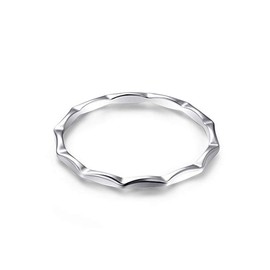 AVECON Engagement Rings Unisex Pure 925 Silver Ring Minimalist Bamboo Design Thin for Girls Teens Womens Size T