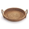 DECRAFTS Rattan Round Fruit Basket for Table Wicker Bread Tray