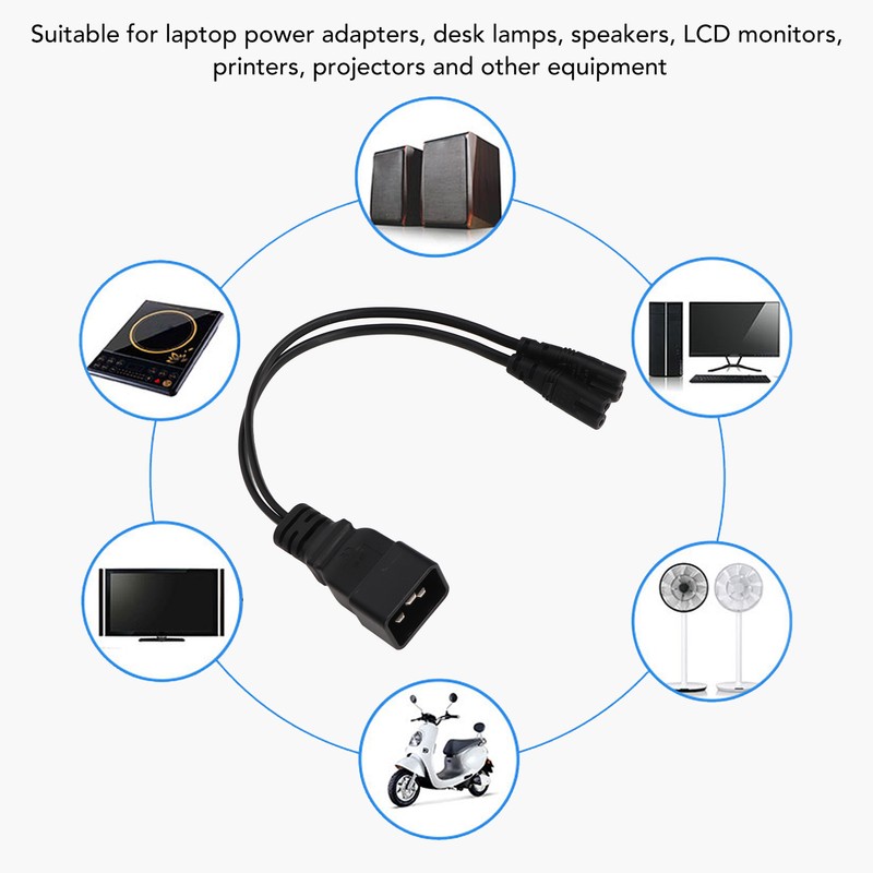 Dual IEC320 C7 to C20 Cord Universal Y Power Splitter